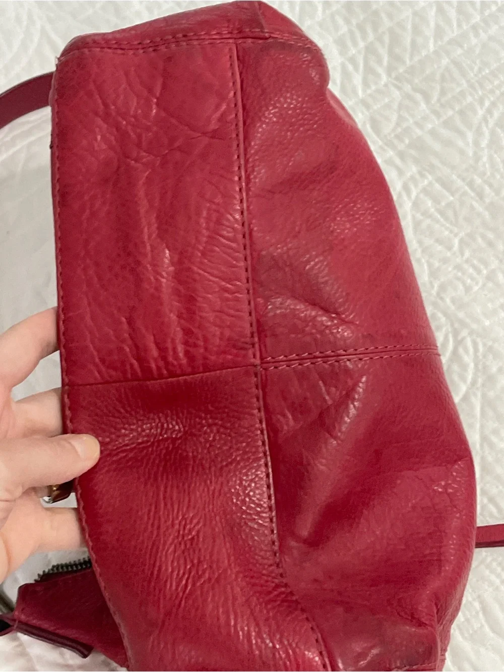 AMERICAN LEATHER CO. Red Leather Hobo Bag - Women's Everyday Carry